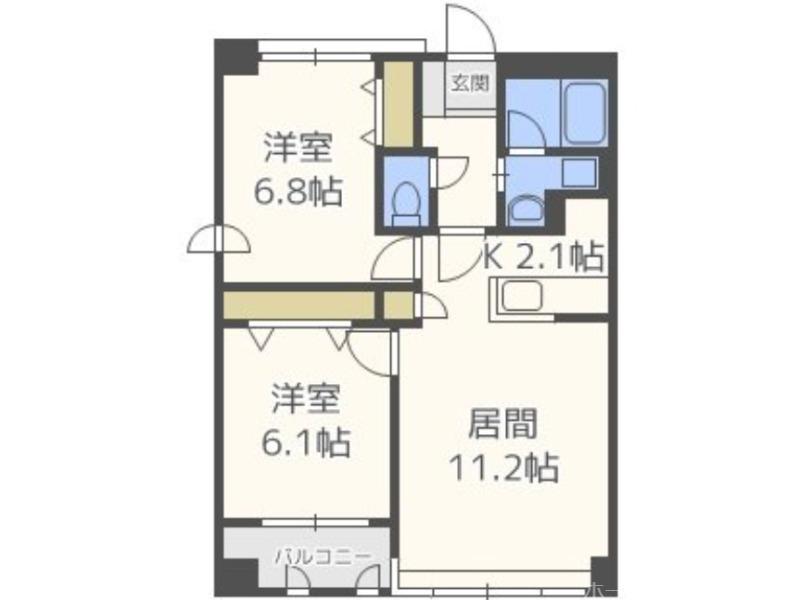 ノヴァ南円山(2LDK/3階)の間取り写真