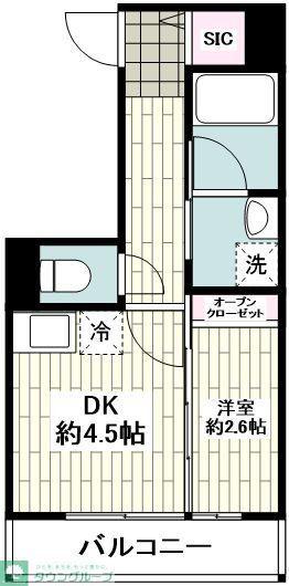デュオメゾン目黒本町(1DK/3階)の間取り写真