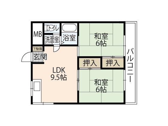 コーポナマタメ(2LDK/3階)の間取り写真