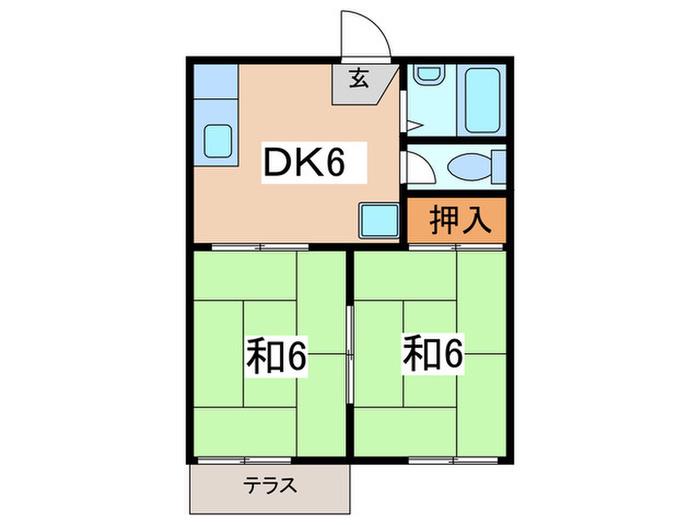 ベルハイツ今宿A(2DK/1階)の間取り写真
