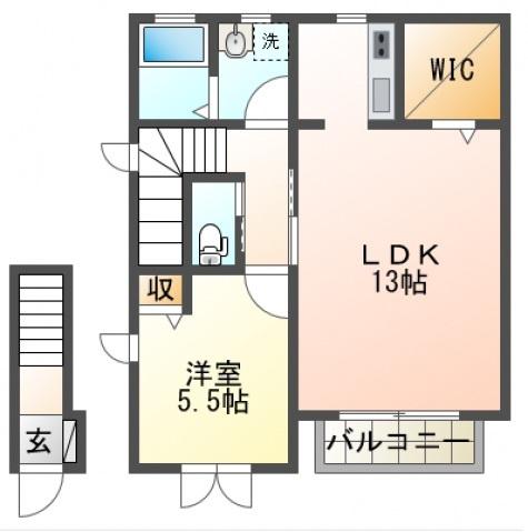 PIERRE M(1LDK/2階)の間取り写真