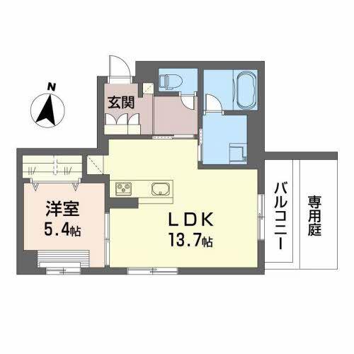 コンフォーザ(1LDK/1階)の間取り写真