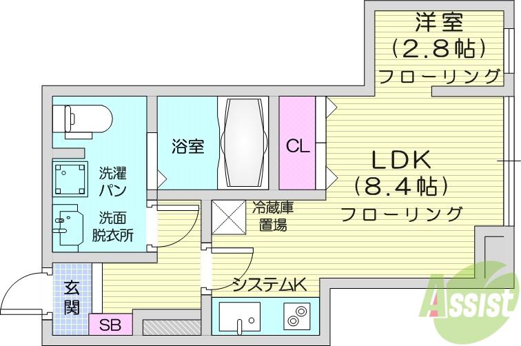 メリディアン多賀城新田(1LDK/1階)の間取り写真