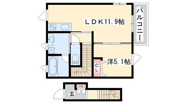 ビオ緑が丘(1LDK/1階)の間取り写真