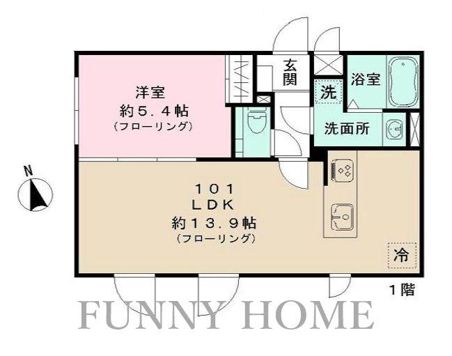 STRIPES 豪徳寺(1LDK/2階)の間取り写真