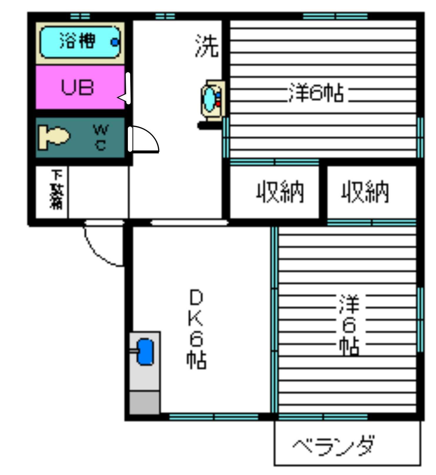 メゾンレガロ(2DK/1階)の間取り写真