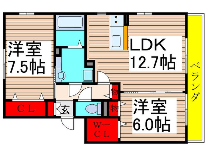 シトロン フレア(2LDK/2階)の間取り写真