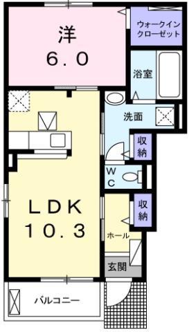 サザン・スターA(1LDK/1階)の間取り写真