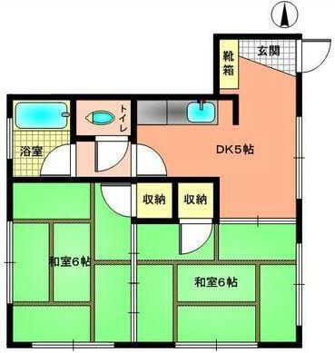 讃幸Rハイツ(2DK/2階)の間取り写真