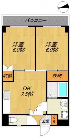 デルニエ中山(2DK/2階)の間取り写真