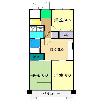 アーバンハイツ上町(3DK/3階)の間取り写真