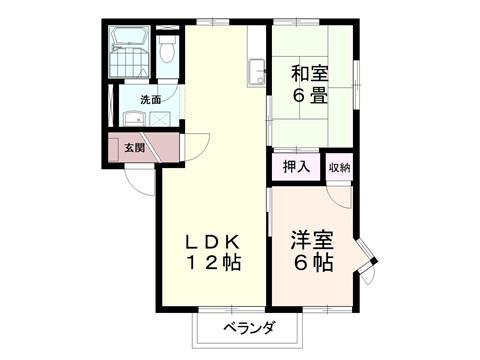 サンハイツヤジマD棟(2LDK/2階)の間取り写真