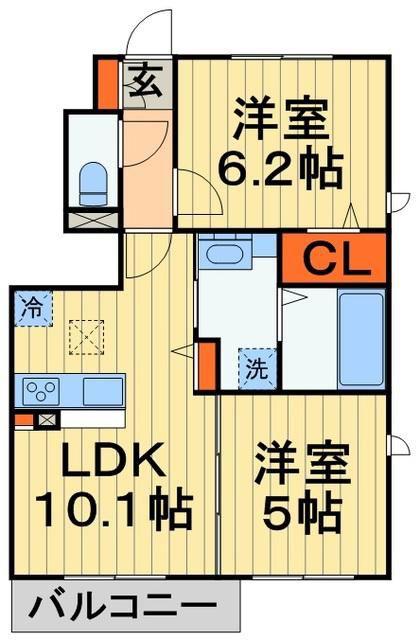 レジデンス・トロワ(2LDK/1階)の間取り写真