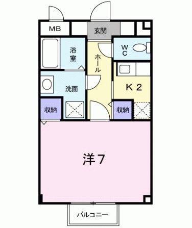ヴィラージュD(1K/2階)の間取り写真