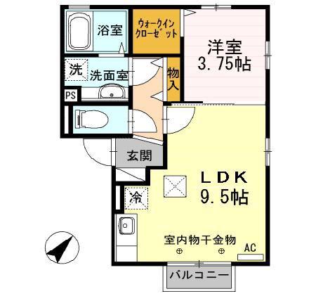 フェリーク(1LDK/1階)の間取り写真