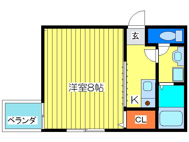 コーポシャイン(1K/2階)の間取り写真