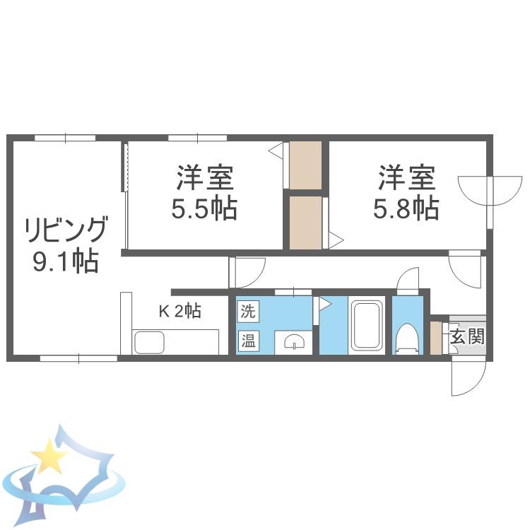 イーストコート894(2LDK/1階)の間取り写真