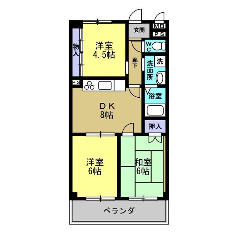ピアノ第一ビル(3DK/2階)の間取り写真