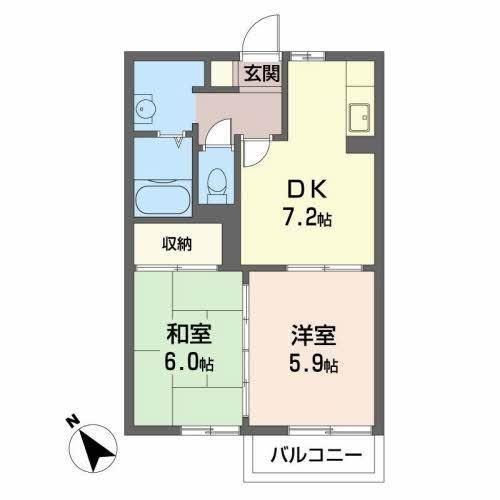 クレール高師浜(2DK/2階)の間取り写真