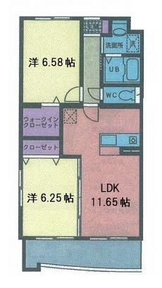 リーフ萩丘(2LDK/1階)の間取り写真