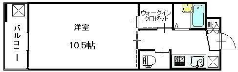 エムズ3(1K/2階)の間取り写真