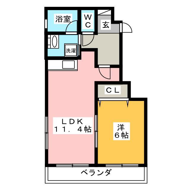 クリア壱番館(1LDK/5階)の間取り写真