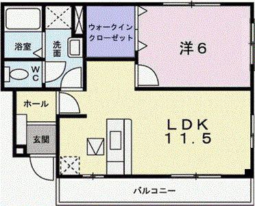 エクセラン國木I(1LDK/1階)の間取り写真