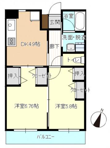フレンテA(2DK/2階)の間取り写真