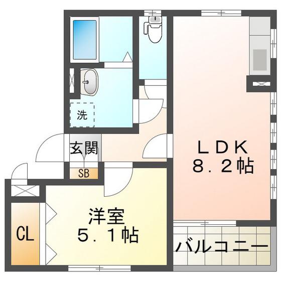グローバルトラストマンション(1LDK/1階)の間取り写真