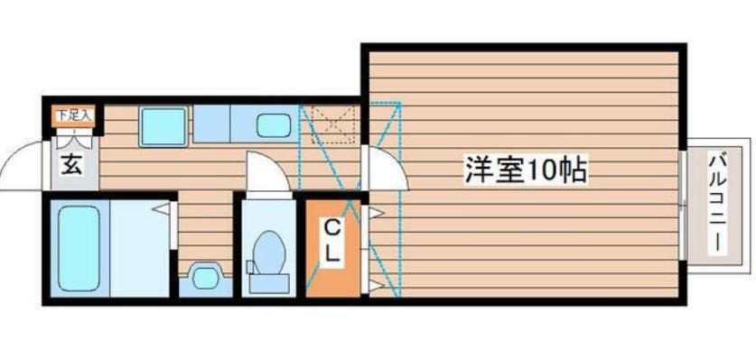 EXSTAGED棟(1K/2階)の間取り写真