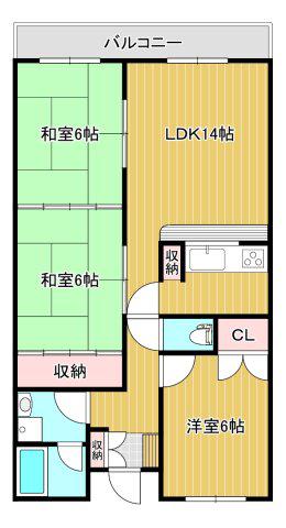 シティグレースほうしょう(3LDK/4階)の間取り写真