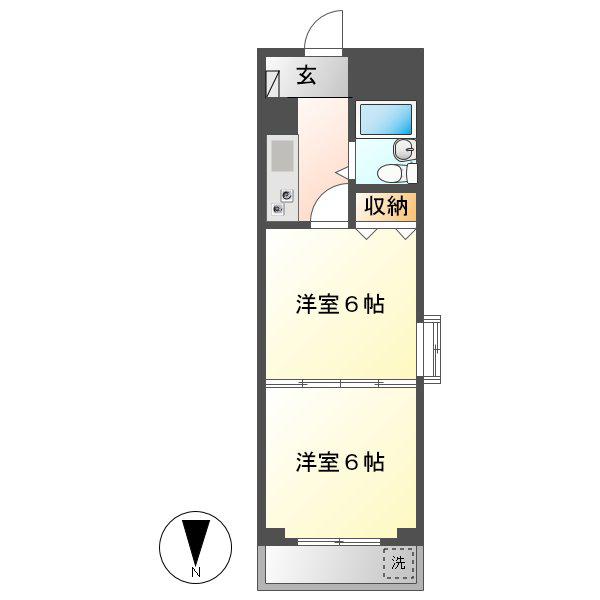 桜マンション(2K/8階)の間取り写真