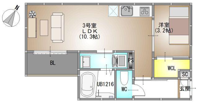 REGALEST 藤原光町(1LDK/1階)の間取り写真