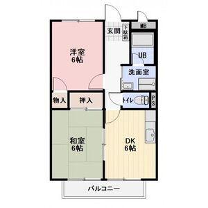 SURPLUSIIホワイト(2DK/1階)の間取り写真