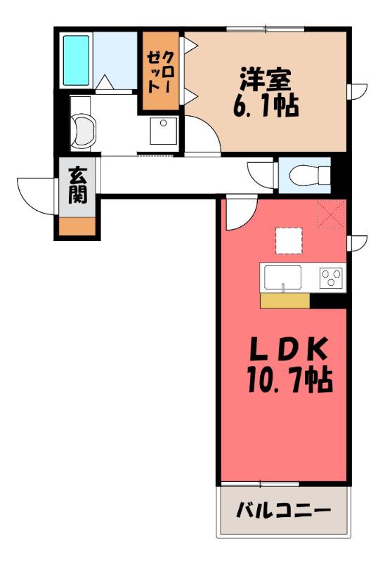 カルデア(1LDK/3階)の間取り写真