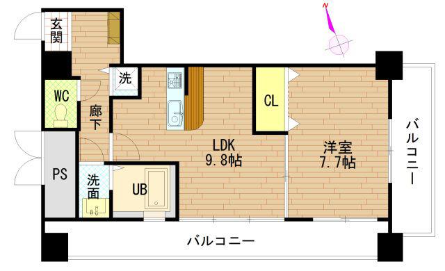 グラビスコート紙屋町(1LDK/11階)の間取り写真