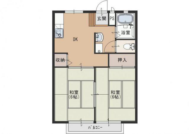 サンシティ寺部A(2DK/1階)の間取り写真