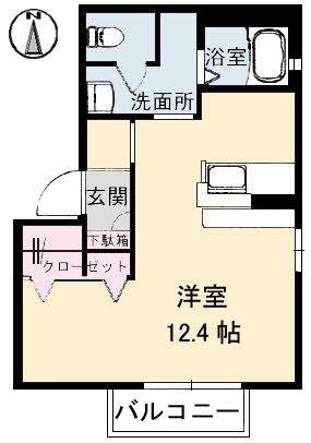 アーバンライフB棟(ワンルーム/1階)の間取り写真