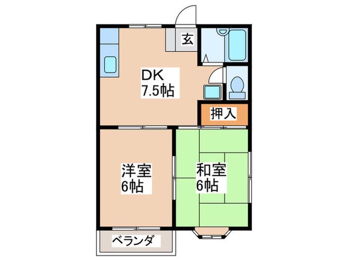 メゾンミッキー3(2DK/2階)の間取り写真