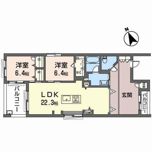 ビレッジズシャーメゾン(2LDK/2階)の間取り写真