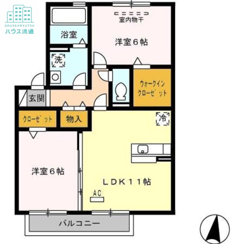 ソシアビューテラスC(2LDK/2階)の間取り写真