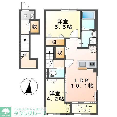 アンソレイユ(2LDK/2階)の間取り写真