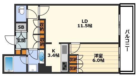 N4TOWER(1LDK/12階)の間取り写真