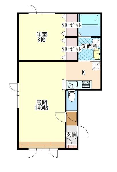 リトルリサ(1LDK/1階)の間取り写真