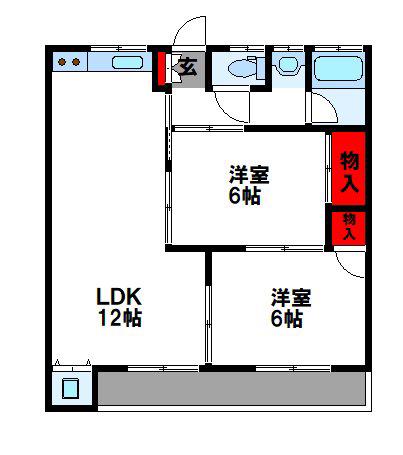 グレスコート原町駅前(2LDK/1階)の間取り写真