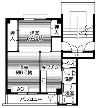 ビレッジハウス清水2号棟(2K/5階)の間取り写真