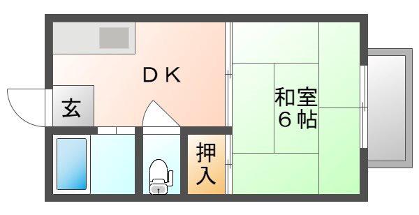 福成コーポA(1DK/1階)の間取り写真