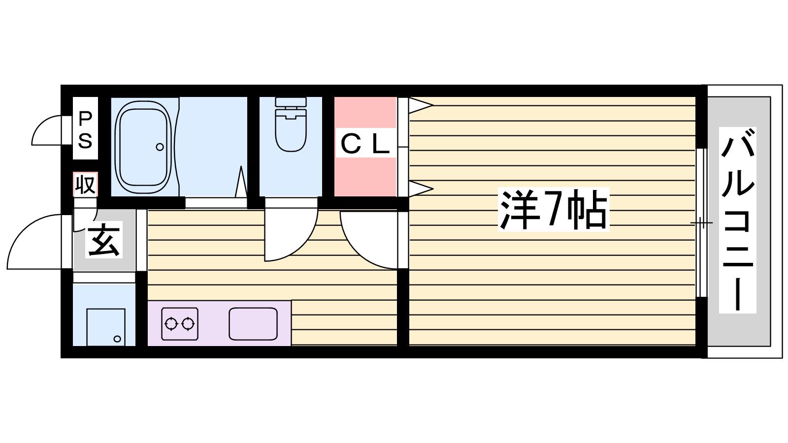 グローリー1番館(1K/2階)の間取り写真
