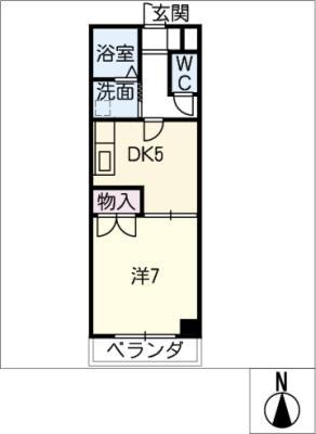 バーディーハイツ(1DK/2階)の間取り写真