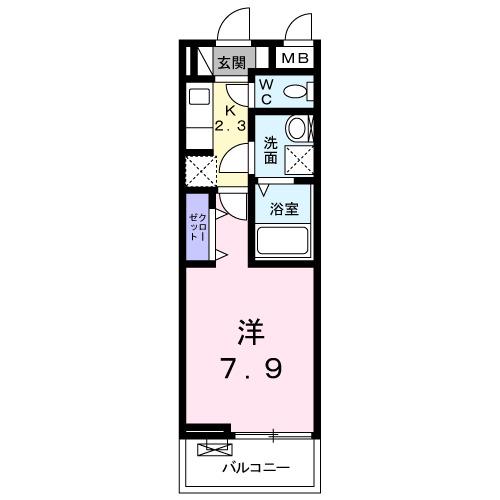 ホーリーコート(1K/2階)の間取り写真
